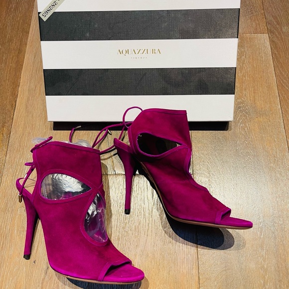 NEW AQUAZZURA Sexy Thing cutout suede sandals Iris EU39.5 US8.5